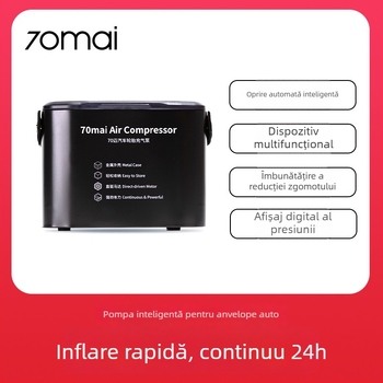 70mai Pompă portabilă pentru anvelope auto, 12V, cilindru unic, afișaj digital, utilizare acasă și în mașină