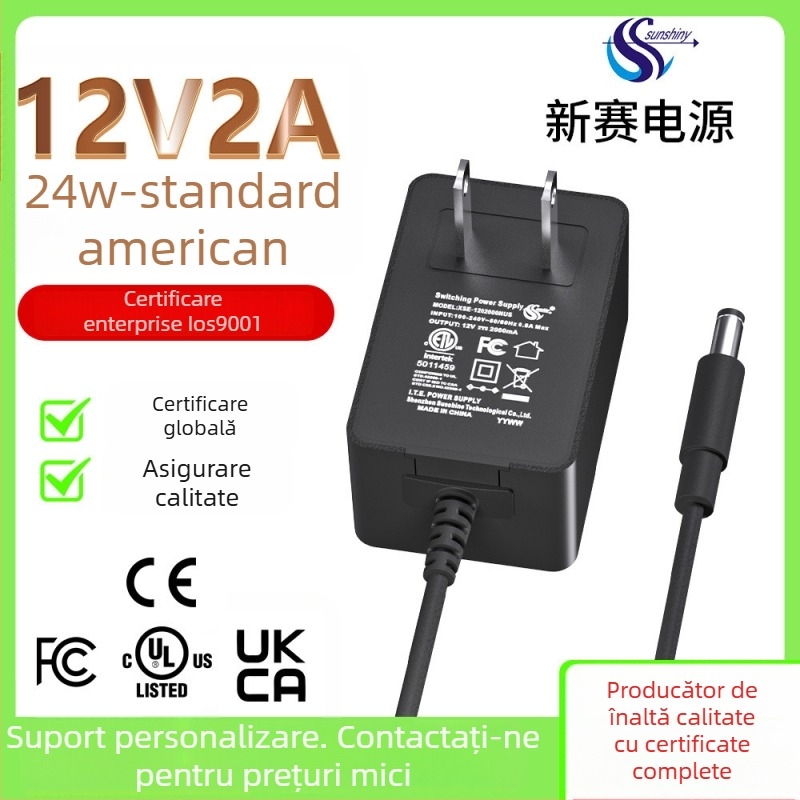 Adaptor de alimentare 12V 2A, standard SUA, ETL certificat, seria 24W