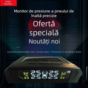 Sistem de monitorizare a presiuniei în pneuri (TPMS) — afișaj digital, alimentare wireless solară, pentru mașini și SUV, interval 0-5 bar, precizie înaltă, model T11