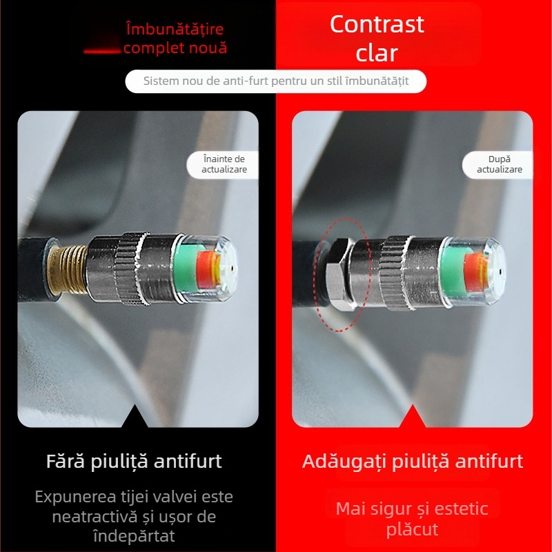 Detector de presiune a pneurilor auto cu capac de avertizare pentru valve, manometru mecanic, modelul 111, intervalul de presiune 2–2.4, potrivit pentru mașini mici și compatibil universal