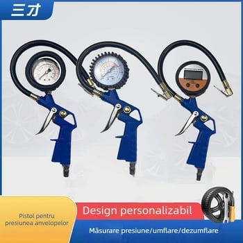 Dx60 Manometru digital pentru pneuri și pistol de umflat aer, interval 200 psi, precizie 0.01 psi, corp din metal, afișaj psi/bar