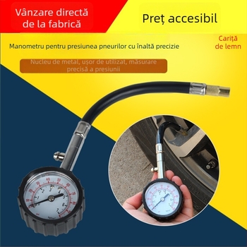 Manometru pentru presiunea pneurilor cu țeavă lungă, precizie înaltă, 0-100 psi, compatibil universal