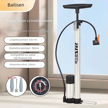 Pompa de aer manuală, înaltă presiune, pentru biciclete, vehicule și mingi — model MN-8668, corp din fier, 160 psi