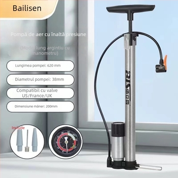 Pompa de aer manuală, înaltă presiune, pentru biciclete, vehicule și mingi — model MN-8668, corp din fier, 160 psi