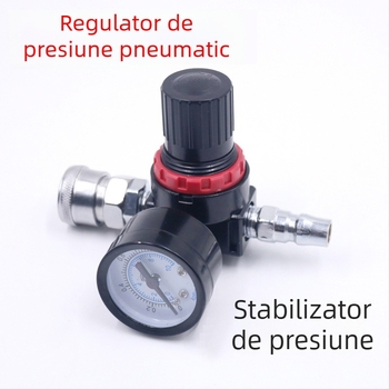 Pistol pneumatic pentru vopsire cu regulator de presiune și manometru, cu cuplare rapidă 1/4, presiune de ieșire maximă 3