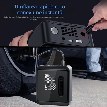 Pompa de aer pentru mașină cu un cilindru — portabilă, electrică, fără fir, cu afișaj digital, 120W, 35 L/min, 650 g