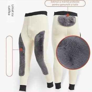 Pantaloni bărbați, drepti, talie înaltă, groși, umplutură din bumbac, țesătură din piele artificială