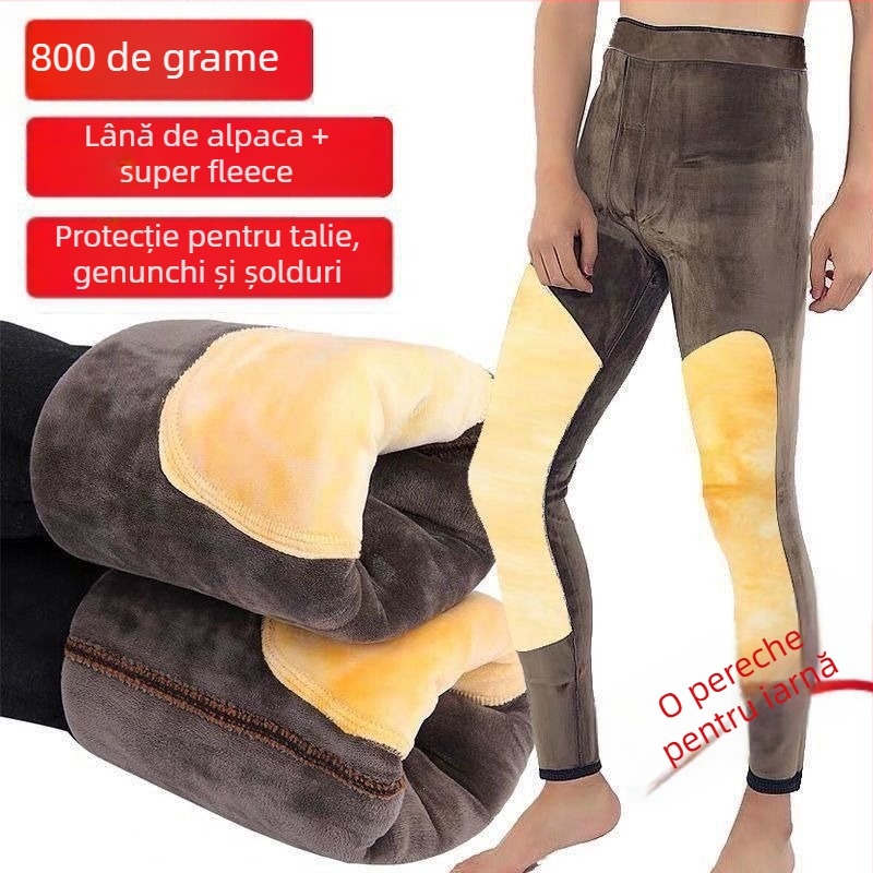 Pantaloni bărbați, drepti, talie înaltă, groși, umplutură din bumbac, țesătură din piele artificială