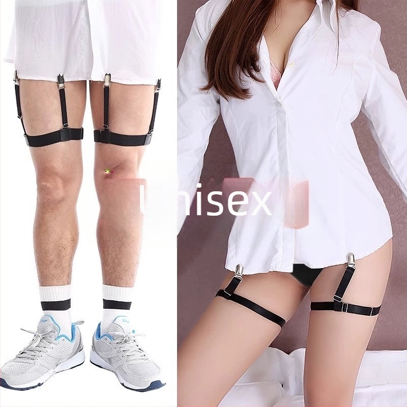 Clipuri pentru cămașă – set cu 3 cleme metalice reglabile și inel elastic pentru picior (unisex)