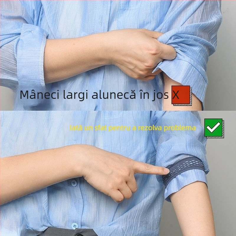 Unealtă de fixare a mânecilor pentru cămăși, Hanfu și costume pentru femei; curea de strângere a manșetelor; reglabil de la lung la scurt; înaltă elasticitate; manșete antiderapante