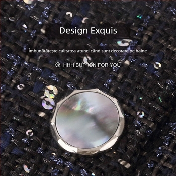 Năsturi metalici cu perlă naturală pentru îmbrăcăminte (Material: aliaj cu perlă naturală; Construcție: nasture metalic cusut manual; Utilizare: jachete, paltoane, costume, cămăși, rochii)
