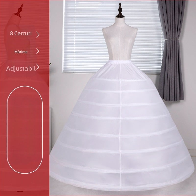 Suport pentru fustă de mireasă cu trei inele din oțel, crinolină din tafta de poliester, pentru adulți, primăvara 2023