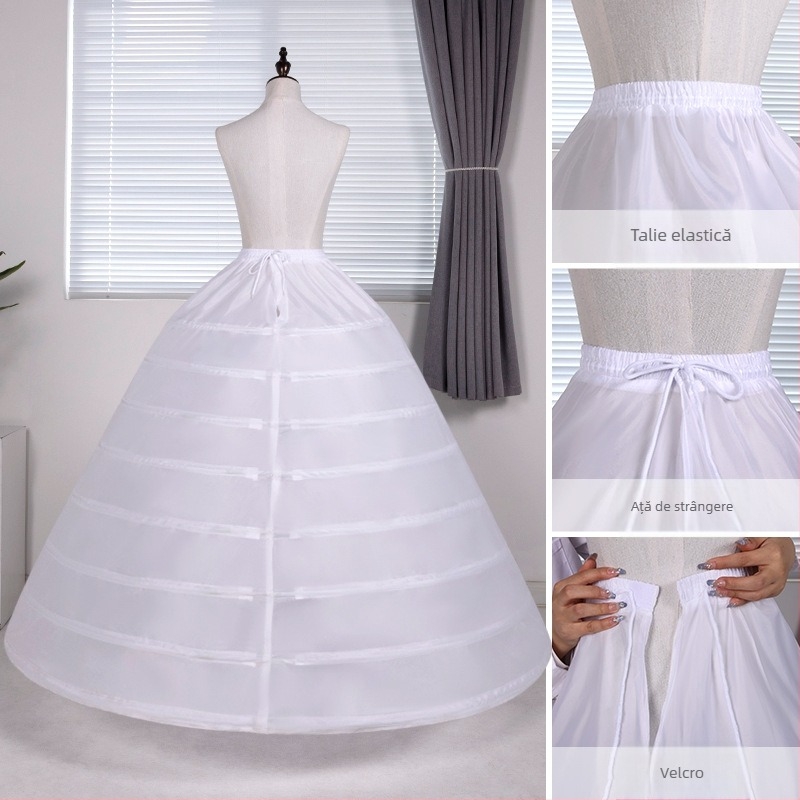 Suport pentru fustă de mireasă cu trei inele din oțel, crinolină din tafta de poliester, pentru adulți, primăvara 2023