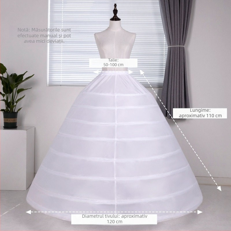 Suport pentru fustă de mireasă cu trei inele din oțel, crinolină din tafta de poliester, pentru adulți, primăvara 2023