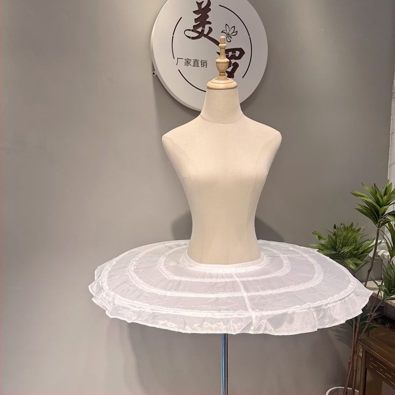 Costum plat și pufos de balet pentru reprezentații, cu trei inele metalice pentru bustle, lână în două straturi, construcție reglabilă, cu oase de pește, motiv lebădă, primăvara 2024