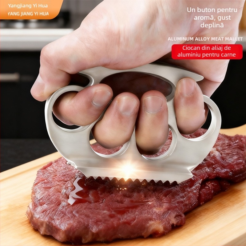 Ciocan pentru carne din aliaj zinc-aluminiu, design inel (Material: aliaj zinc-aluminiu; Tip: ciocan pentru carne; Stil: modern minimalist; Specificație: standard)