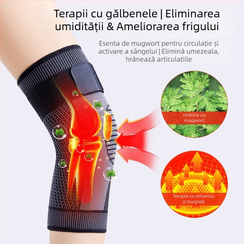 Bandă de încălzire pentru genunchi cu Mugwort pentru adulți, protecție a genunchiului, material poliester, potrivită pentru baschet