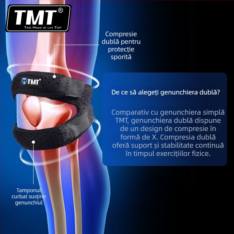 TMT Protecție pentru genunchi și bandă patelară pentru fitness, drumeții, alergare, maraton, baschet – echipament de protecție outdoor