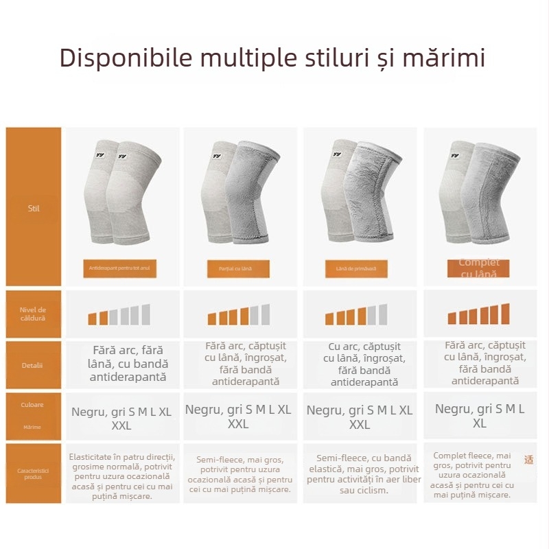 Genunchiere cu fleece, elastice în patru direcții, protecție groasă pentru alergare și ciclism
