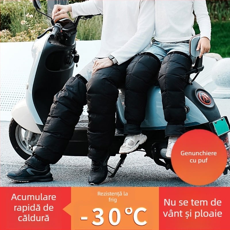 Genunchiere cu umplutură din puf pentru scutere electrice, ușoare și groase pentru căldură, rezistente la vânt și frig, potrivite pentru mersul cu bicicleta electrică