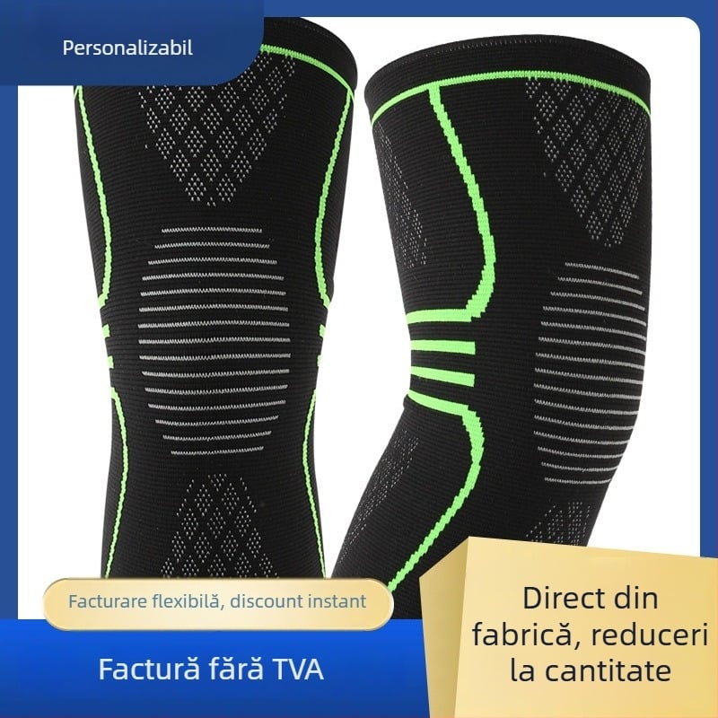 Genunchiere tricotate pentru sporturi în aer liber – alergare, baschet, ciclism, drumeție și fitness, antiderapante, respirabile, călduroase, nylon