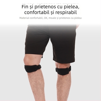 Genunchi cu bandă patelară – Protecție sportivă pentru alergare, ciclism, drumeții și baschet; materiale: fibre de poliester, nylon