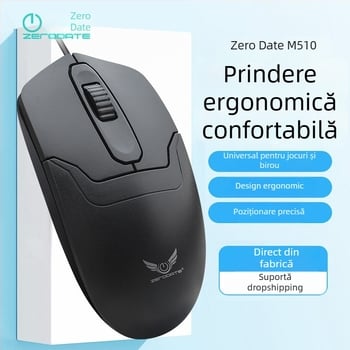 Mouse optic cablat cu 3 butoane, 1000dpi, design ergonomic