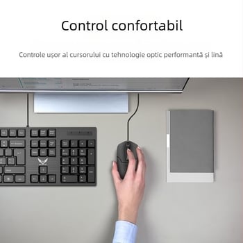 Mouse optic cablat cu 3 butoane, 1000dpi, design ergonomic