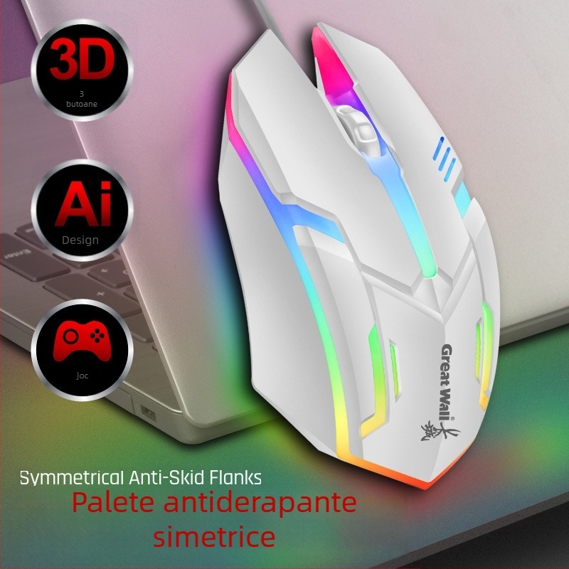 Mouse USB cu fir, 3 butoane, 1200dpi, cablu 1,4 m, rulare în patru direcții