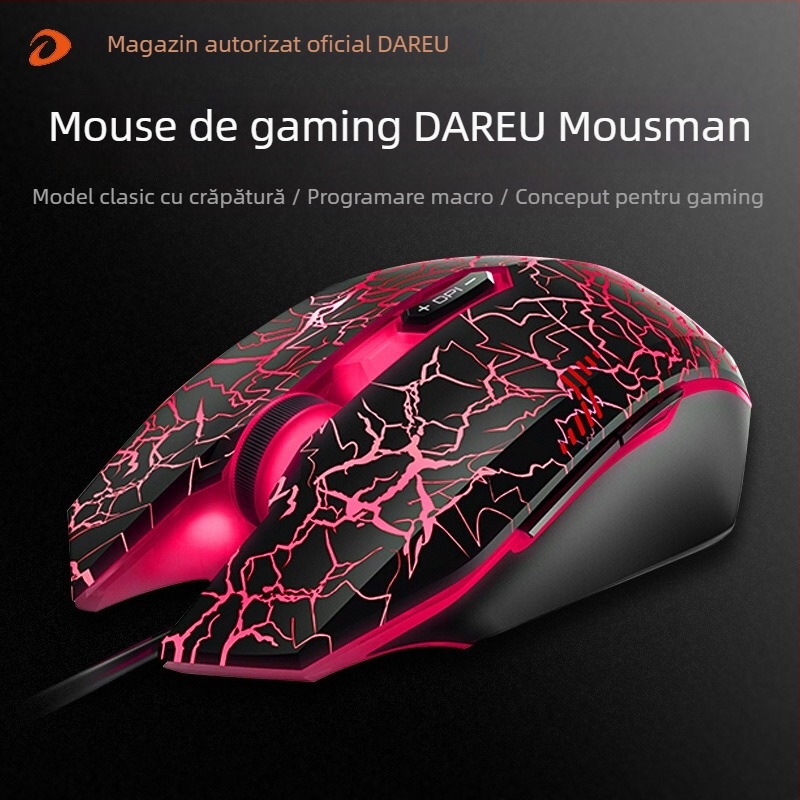 Daryo L.M125 mouse de gaming cu fir - 7 butoane, 4000 DPI, senzor optic, design ergonomic, USB