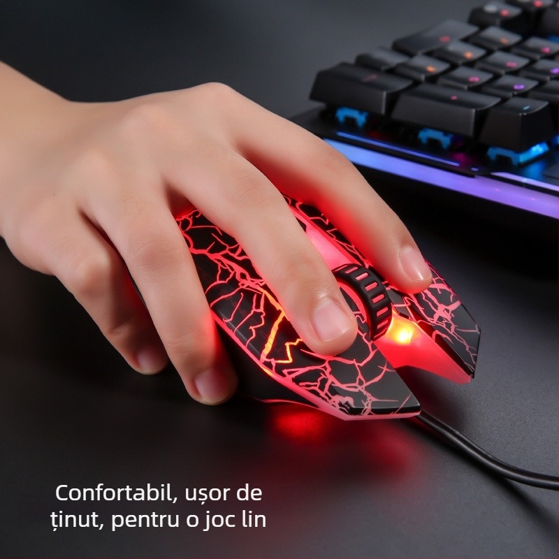 Daryo L.M125 mouse de gaming cu fir - 7 butoane, 4000 DPI, senzor optic, design ergonomic, USB