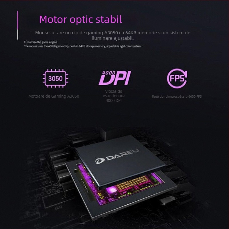 Daryo L.M125 mouse de gaming cu fir - 7 butoane, 4000 DPI, senzor optic, design ergonomic, USB