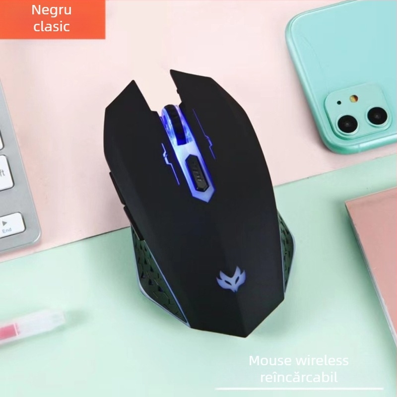 Mouse optic fără fir (1600 DPI, 2,4 GHz, USB, model T09)
