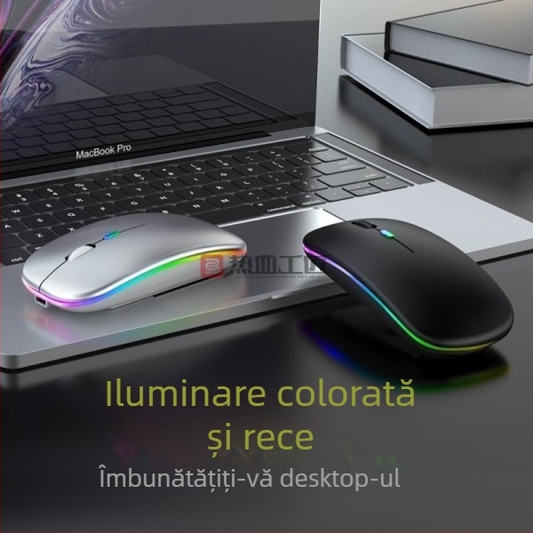 Mouse fără fir silențios, 2,4 GHz, iluminare duală, senzor laser, design ergonomic (DN03)