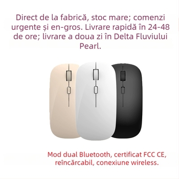 Boboro mouse optic wireless Bluetooth, 1000dpi, 2 butoane, design ergonomic, conectivitate 2.4GHz, până la 5 m, compatibil cu laptop