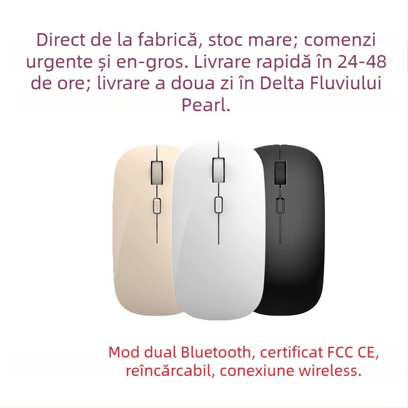 Boboro mouse optic wireless Bluetooth, 1000dpi, 2 butoane, design ergonomic, conectivitate 2.4GHz, până la 5 m, compatibil cu laptop