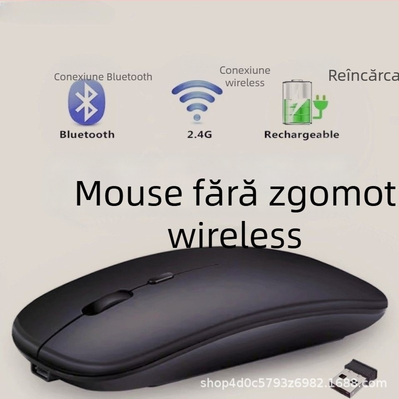 Boboro mouse optic wireless Bluetooth, 1000dpi, 2 butoane, design ergonomic, conectivitate 2.4GHz, până la 5 m, compatibil cu laptop