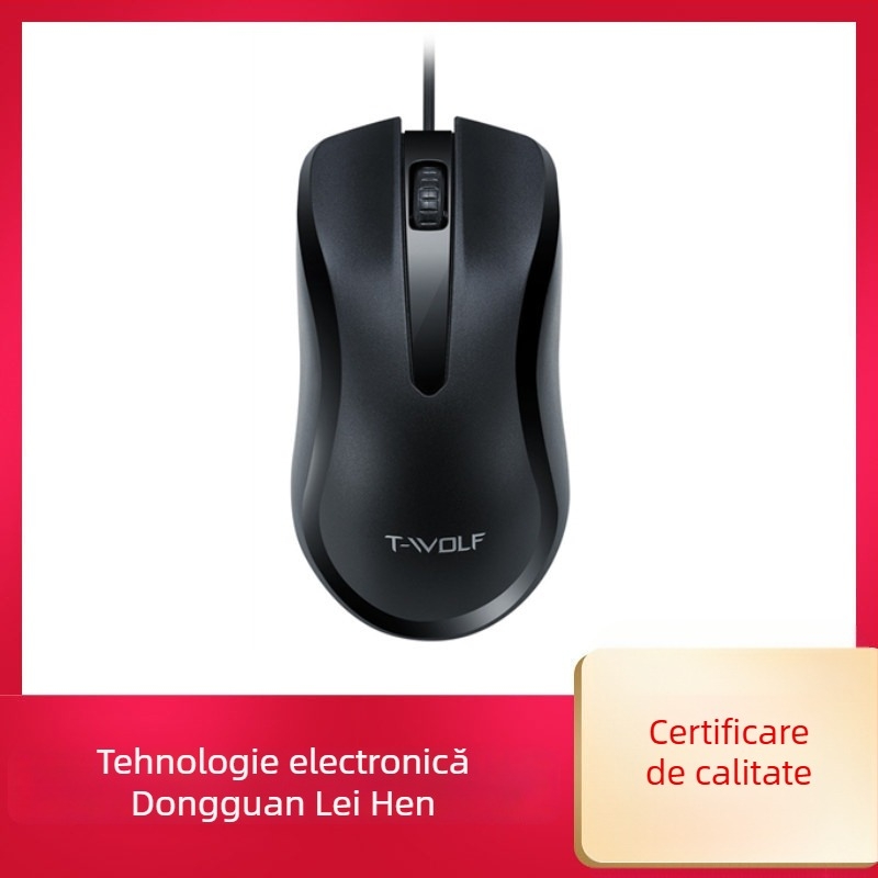 Mouse cu fir V12 — interfață USB, 1200dpi, 3 butoane, compatibil cu desktop