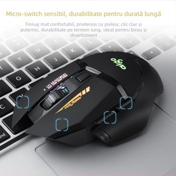 Mouse de joc Q826 USB cablat, 2400 DPI, 6 butoane, design ergonomic