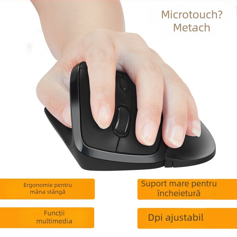 Mctradle mouse USB ergonomic pentru mână stângă, 2400dpi/6 butoane