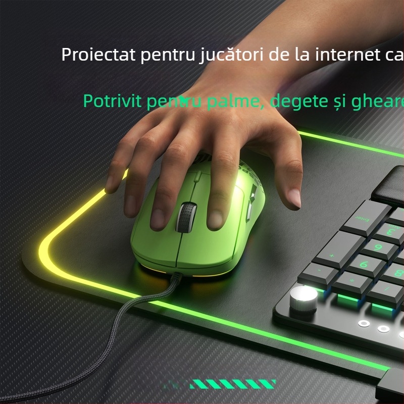 Mouse de gaming cu senzor optic 7200 DPI, 6 butoane programabile, conectare USB cablată, design ergonomic, cablu de 1,8 m