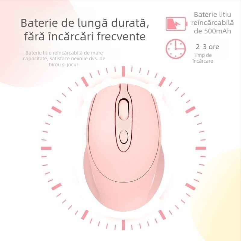 Ma mouse wireless Bluetooth reîncărcabil, dual-mode, fără zgomot, pentru laptopuri și desktopuri – mouse de birou