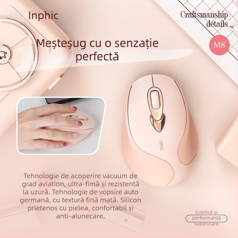 Mouse M8P fără fir, 1600dpi, 4 butoane, receptor USB, ergonomic pentru laptopuri