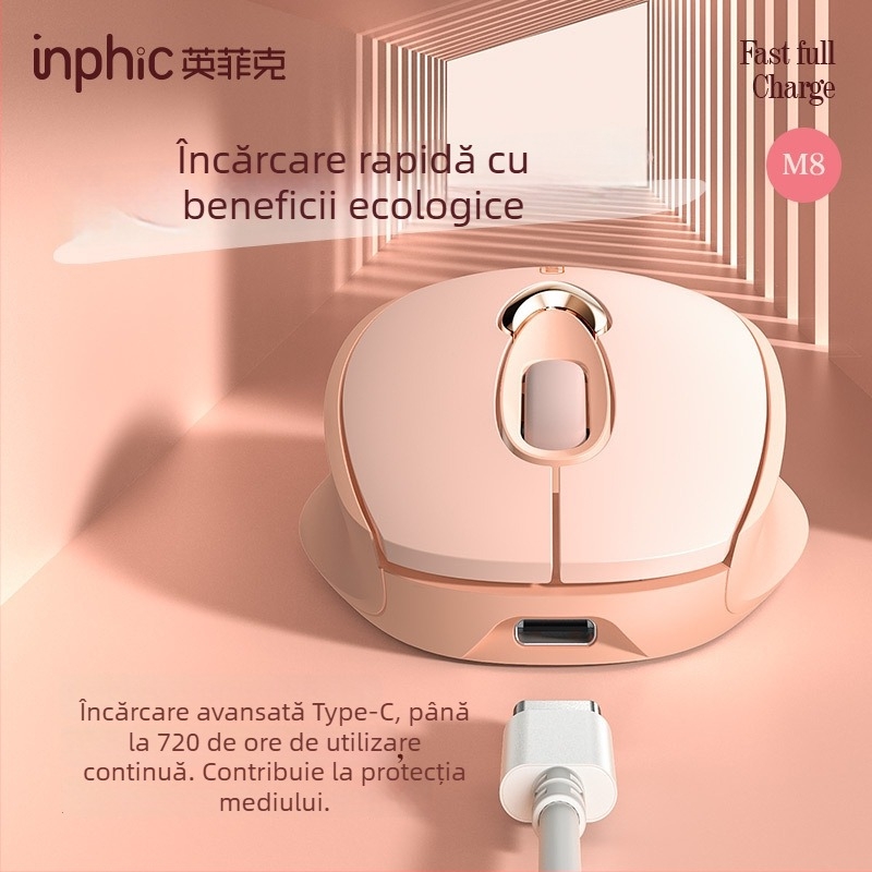 Mouse M8P fără fir, 1600dpi, 4 butoane, receptor USB, ergonomic pentru laptopuri