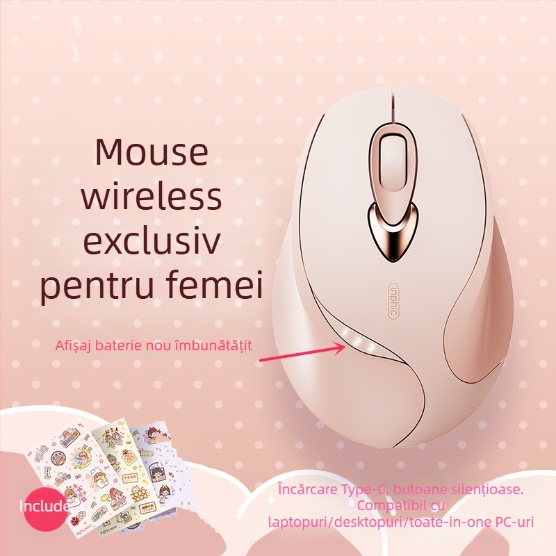 Mouse M8P fără fir, 1600dpi, 4 butoane, receptor USB, ergonomic pentru laptopuri