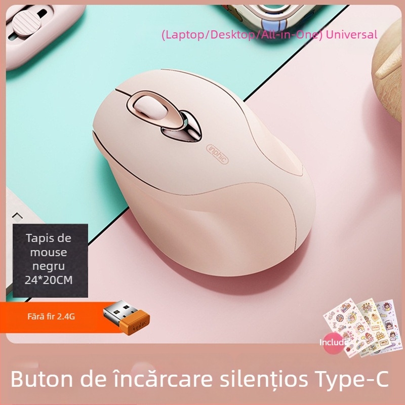 Mouse M8P fără fir, 1600dpi, 4 butoane, receptor USB, ergonomic pentru laptopuri