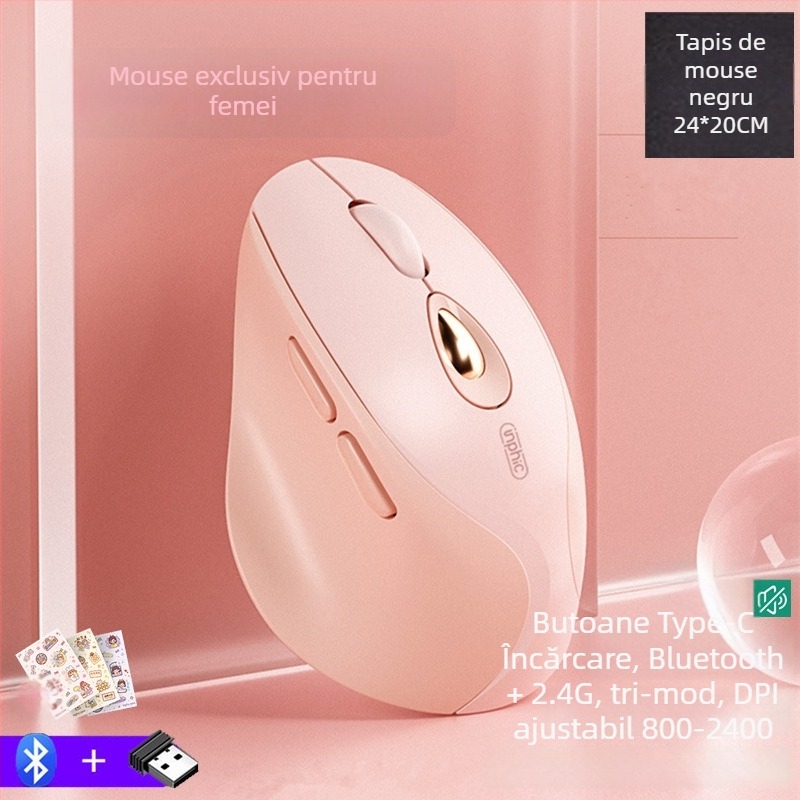 Mouse M8P fără fir, 1600dpi, 4 butoane, receptor USB, ergonomic pentru laptopuri