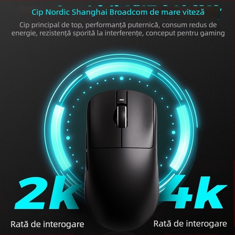 VXE Dragonfly R1 mouse de gaming wireless cu senzor PAW3395, ergonomic, ușor, 4 butoane, durată mare a bateriei