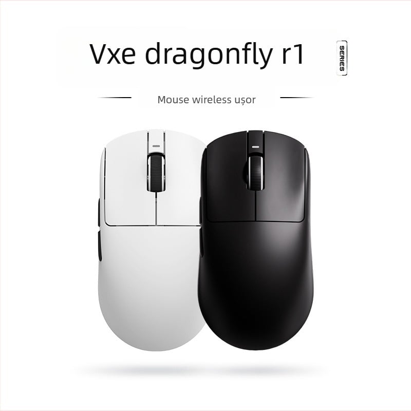 VXE Dragonfly R1 mouse de gaming wireless cu senzor PAW3395, ergonomic, ușor, 4 butoane, durată mare a bateriei