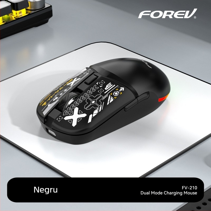 Mouse optic cu modul dual Bluetooth și 2,4 GHz, iluminare RGB, design ergonomic, 1600 DPI, reîncărcabil prin USB-C